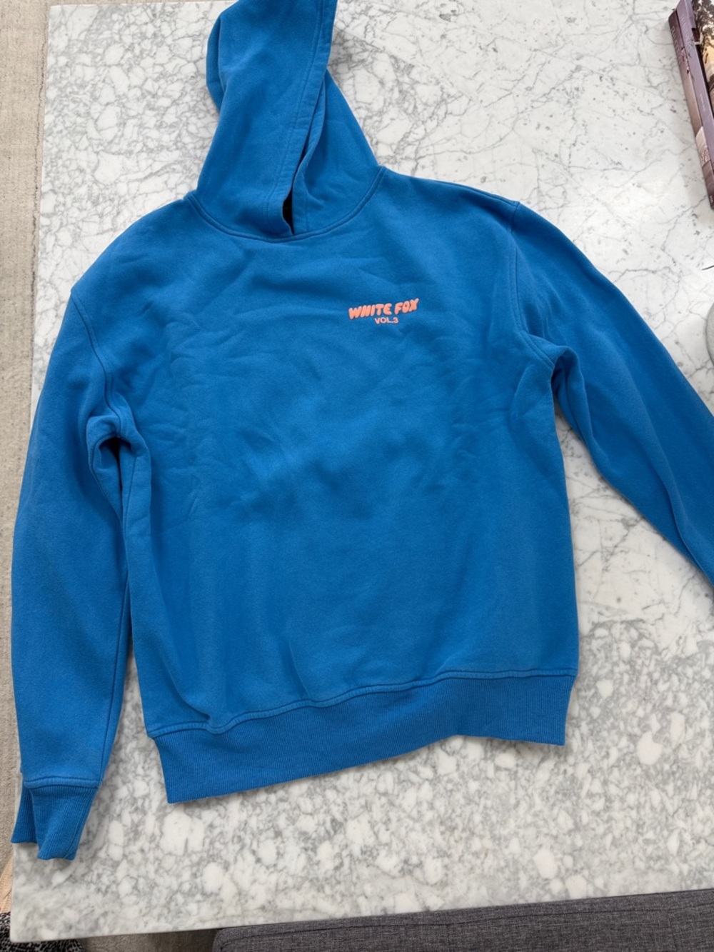 White Fox Boutique Blue Crewneck Hoodie with Small Logo